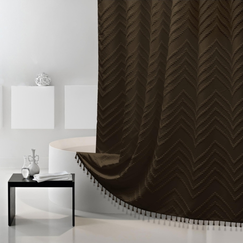 Textured Brown Chevron Shower Curtain